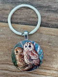 Owl Picture Keychain with Zinc Alloy and Glass