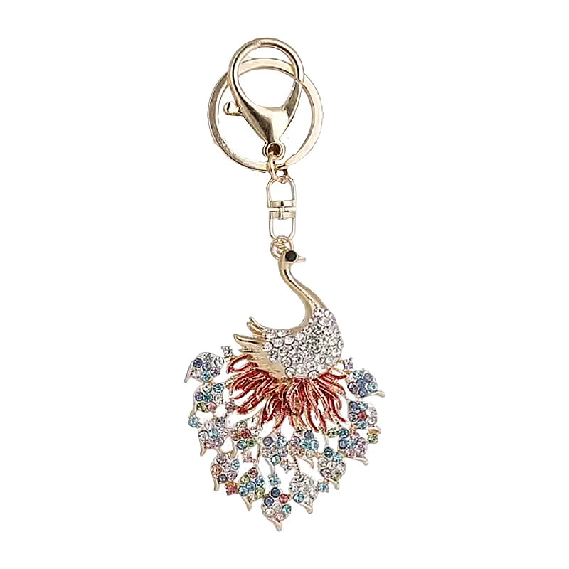 Rhinestone Peacock Keychain and Bag Charm