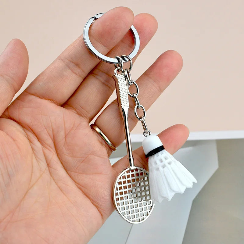 Badminton Keychain with Gold-Tone Clasp