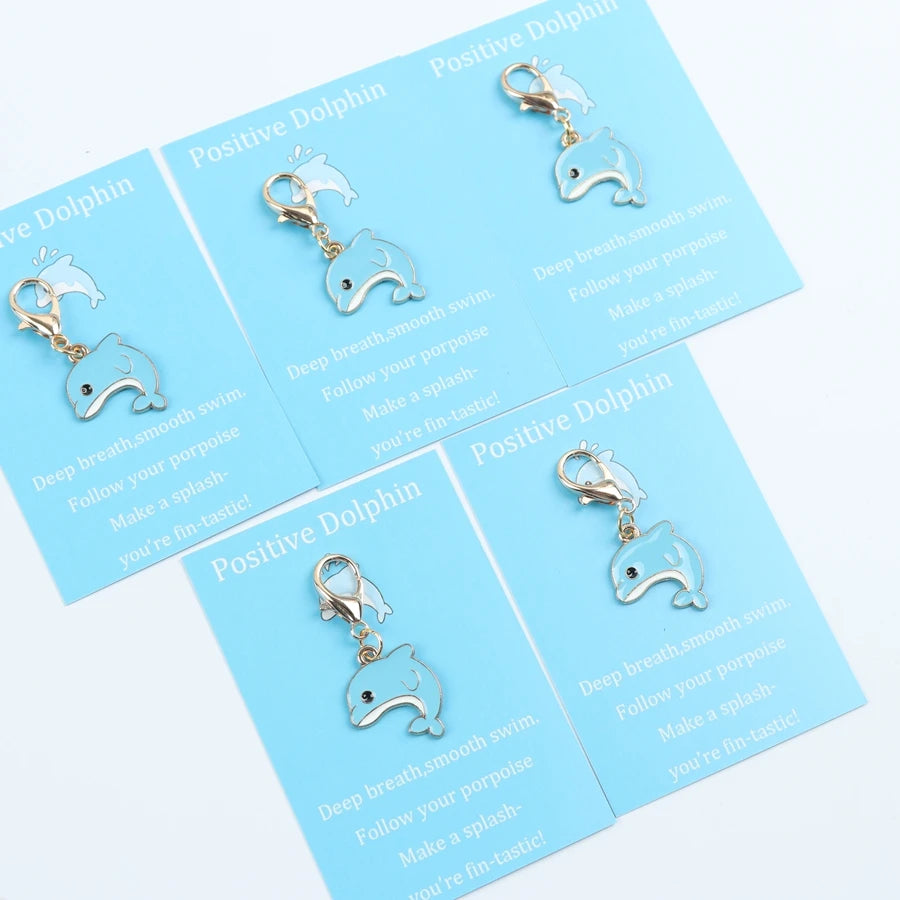 Zinc Alloy Dolphin Keychain and Card Set
