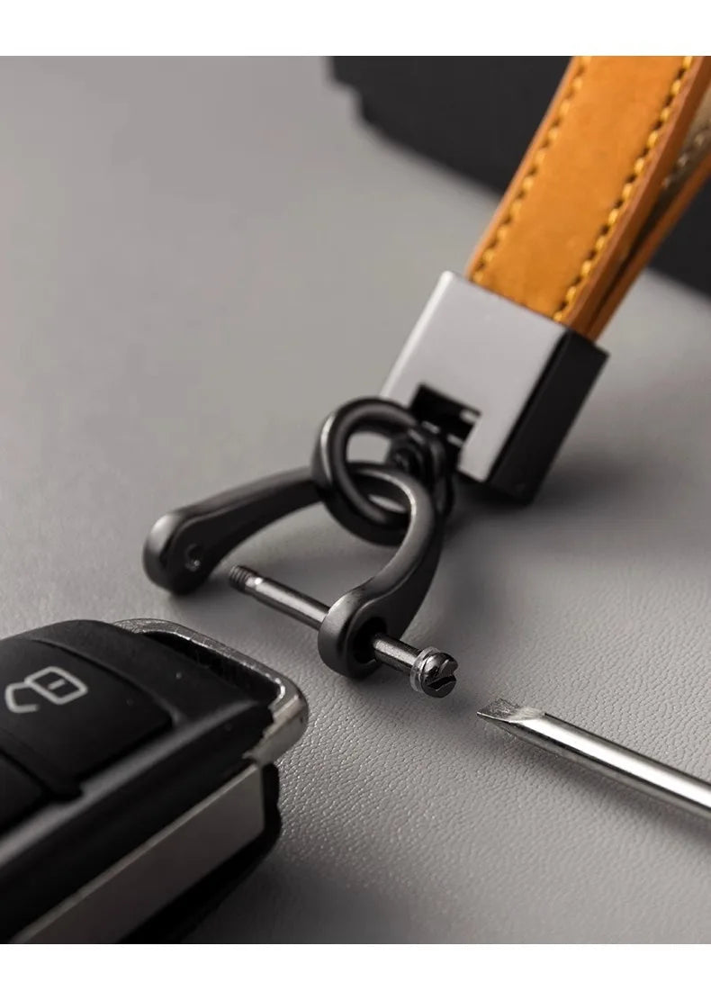 Classic Leather Keychain with Metal Hardware