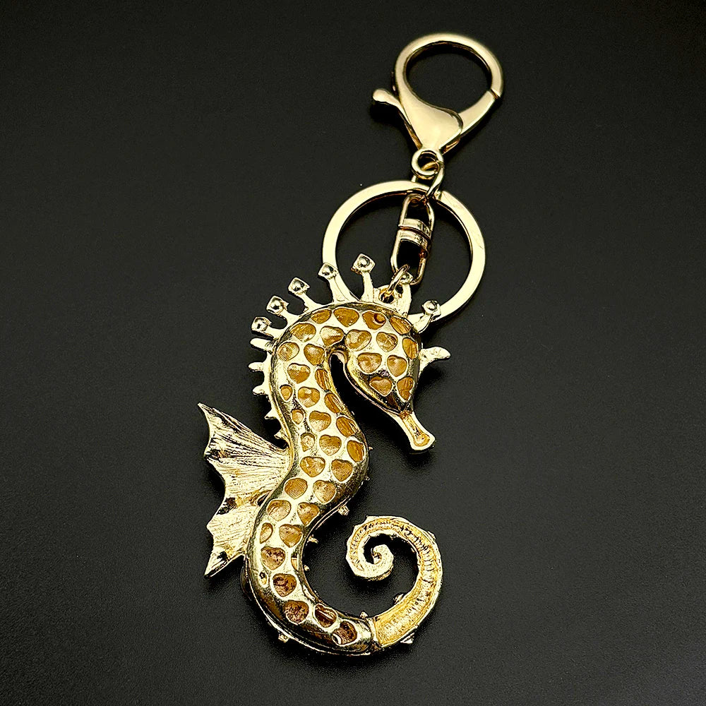 Rhinestone Seahorse Keychain