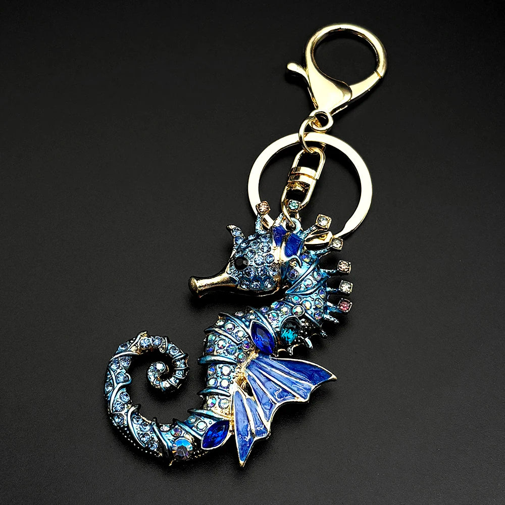 Rhinestone Seahorse Keychain
