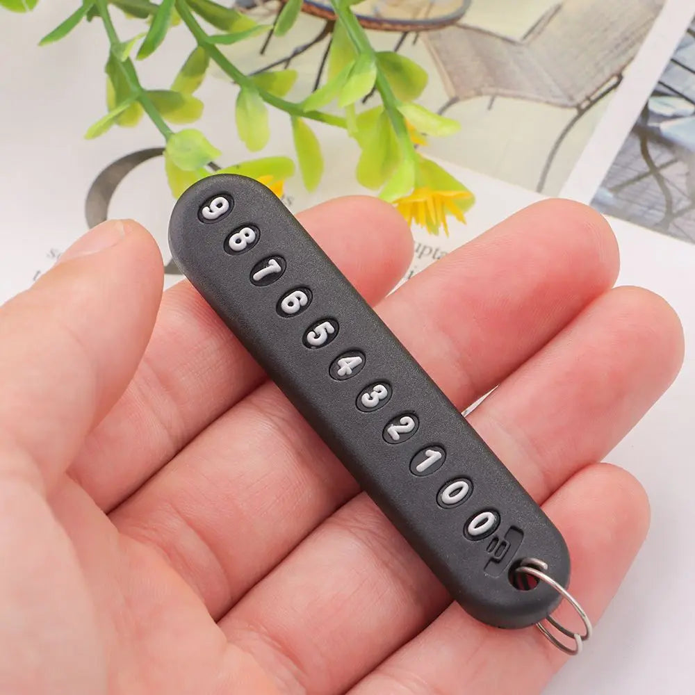 Phone Number Keychain Tag with Split Ring