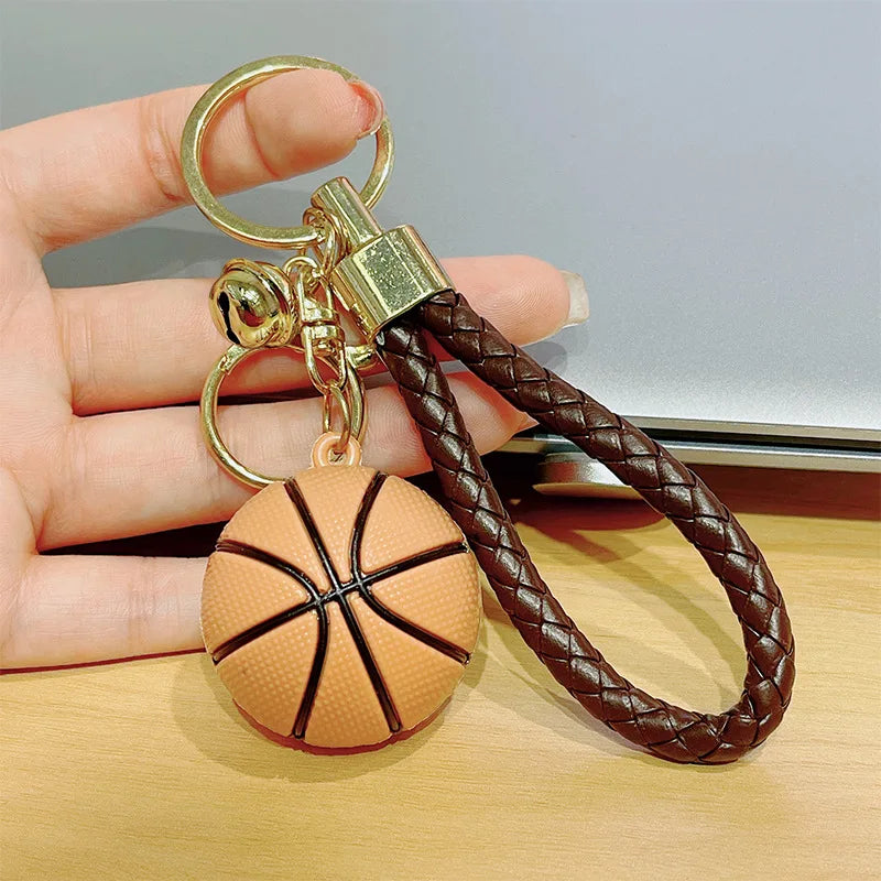 Basketball Keychain with Braided Cord and Bell