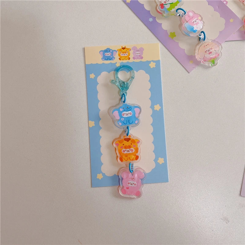Three-Tier Acrylic Animal Charm Keychain