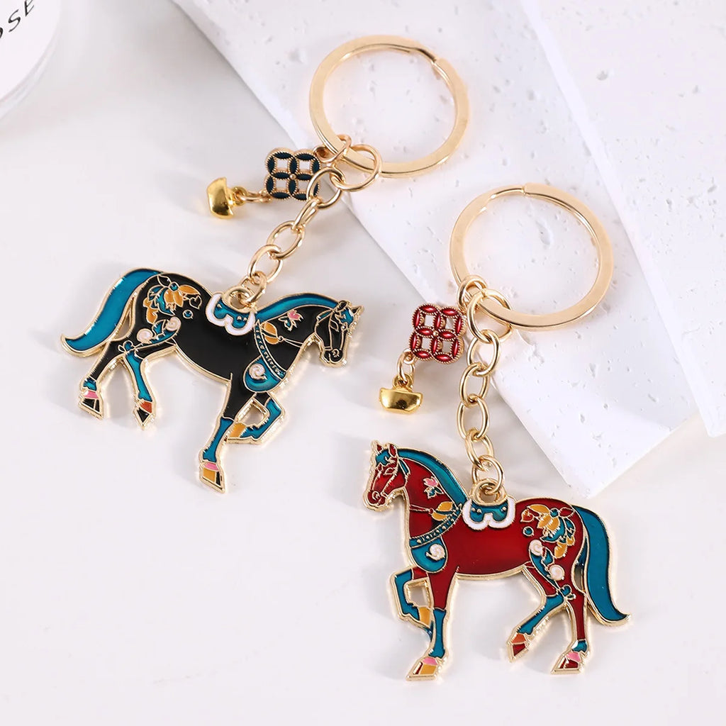 Cute Enamel Horse Keychain Pendant pet Enamel Keyring Women Bag Jewelry gifts