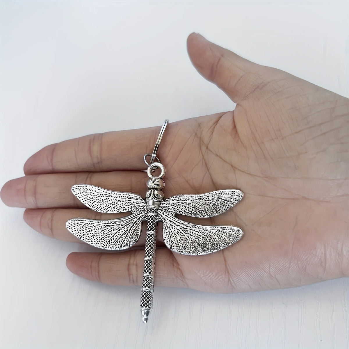 Dragonfly Keychain with Antique Silver Finish