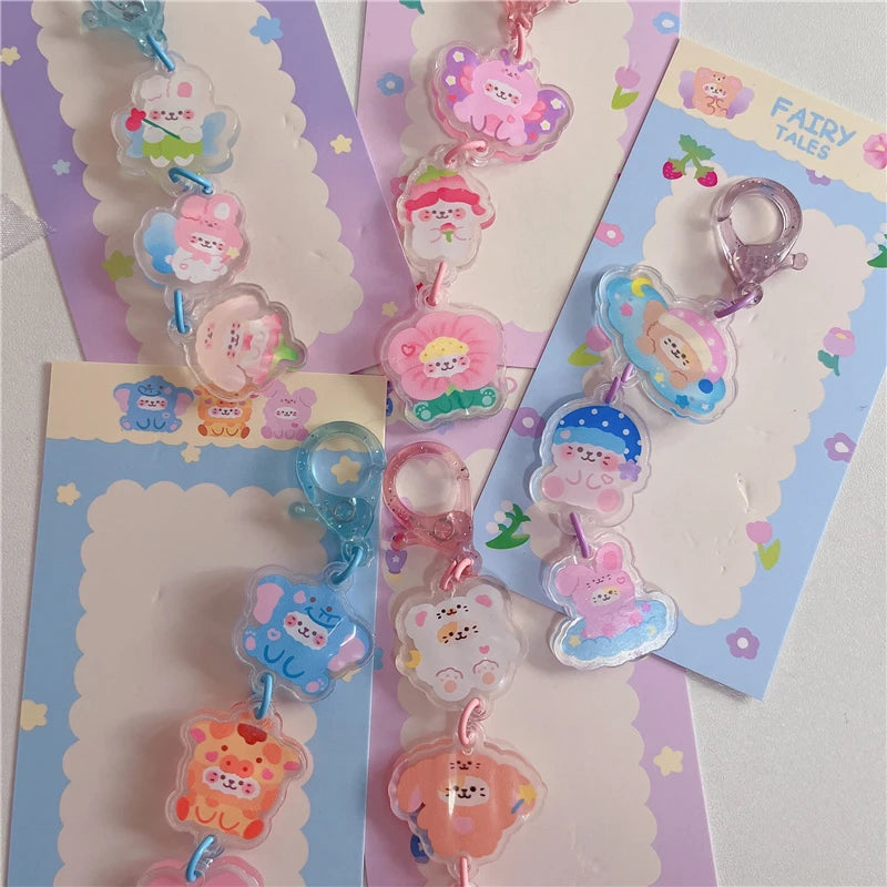 Three-Tier Acrylic Animal Charm Keychain