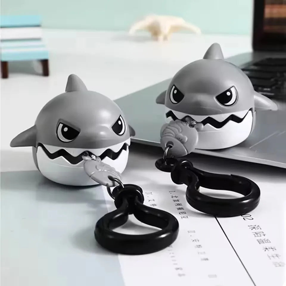 NEW Creative Fun Pull Line Nibbling Shark Keychain For Children Cartoon Eating Small Fish Keyring Car Bag Small Pendant Gift
