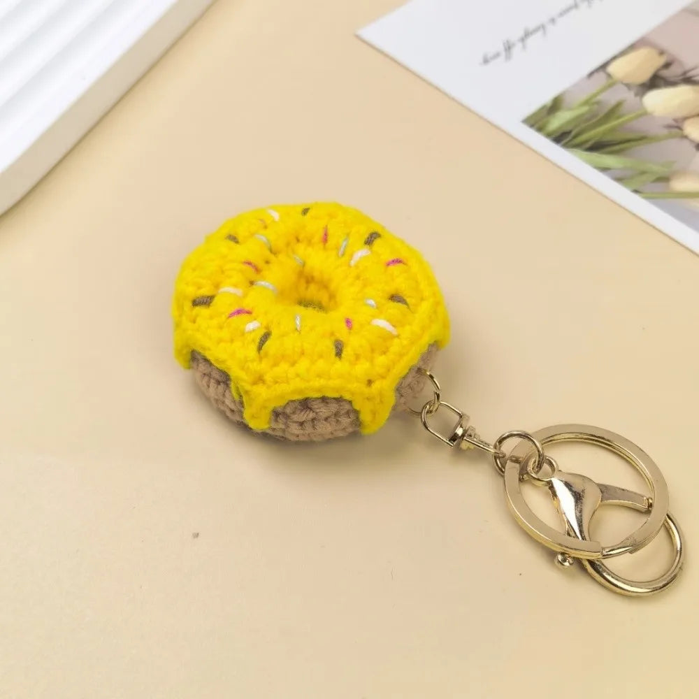 Crochet Donut Keychain with Lobster Clasp