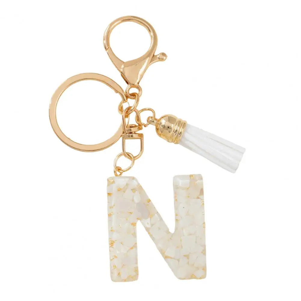 Resin Alphabet Letter Keychain with Tassel