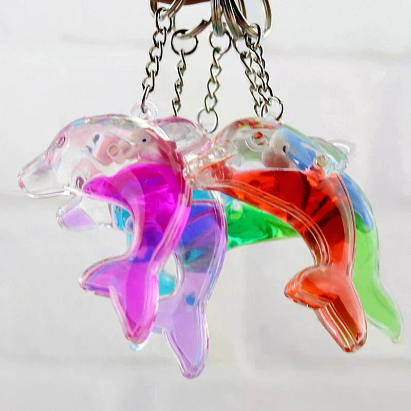Floating Dolphin Keychain For Car Keys Ring Cute Whale Ocean Pendant Accessories Women Bag Charms Pendant Gift
