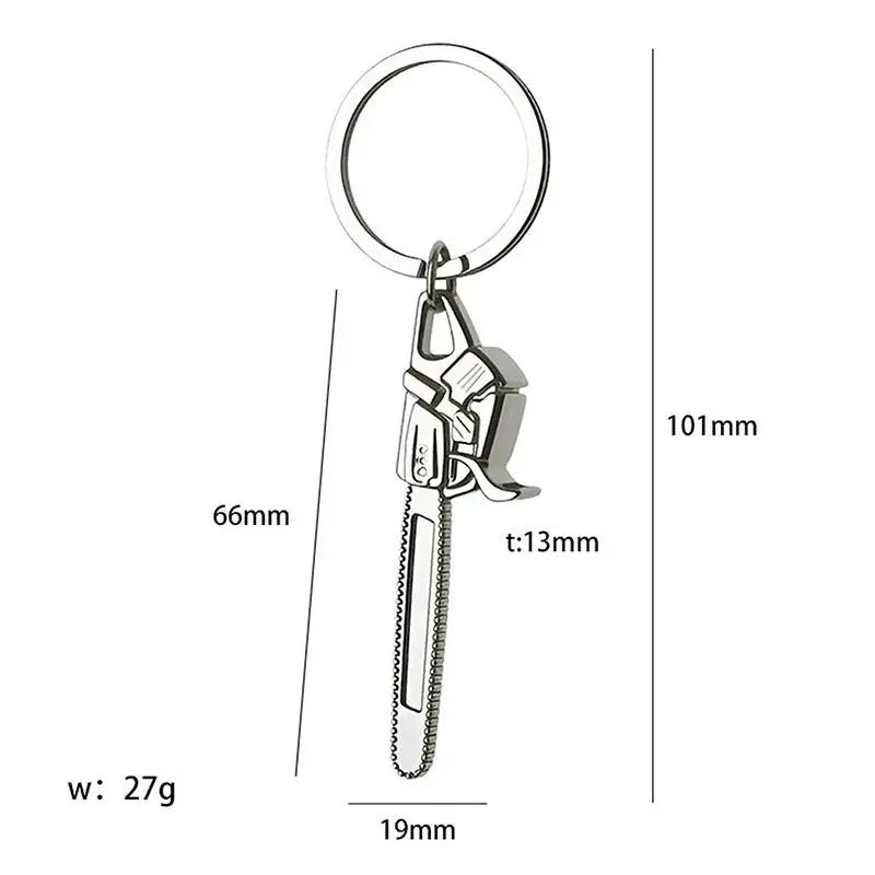 Miniature Chainsaw Keychain in Polished Chrome