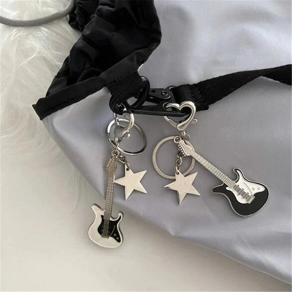 Zinc Alloy Guitar Keychain with Split Ring