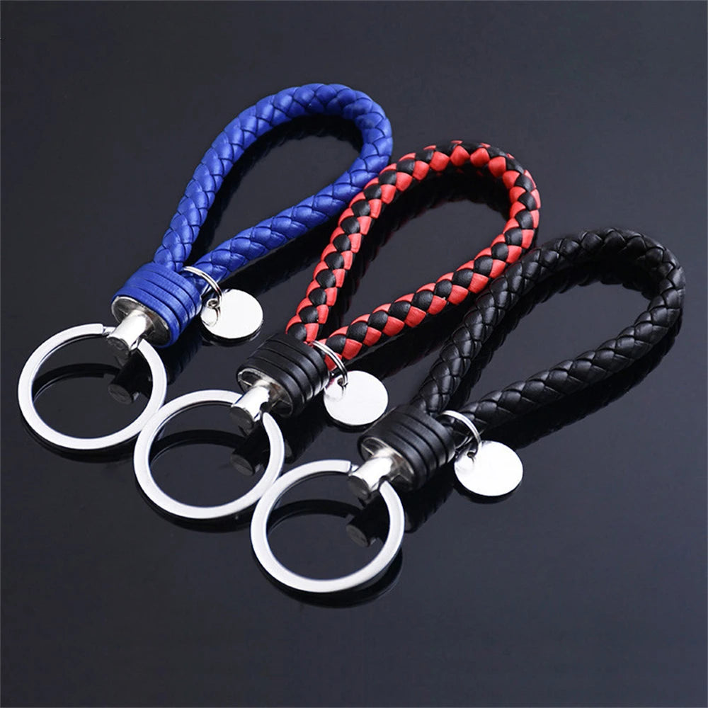 Braided PU Leather Keychain with O-Ring Buckle