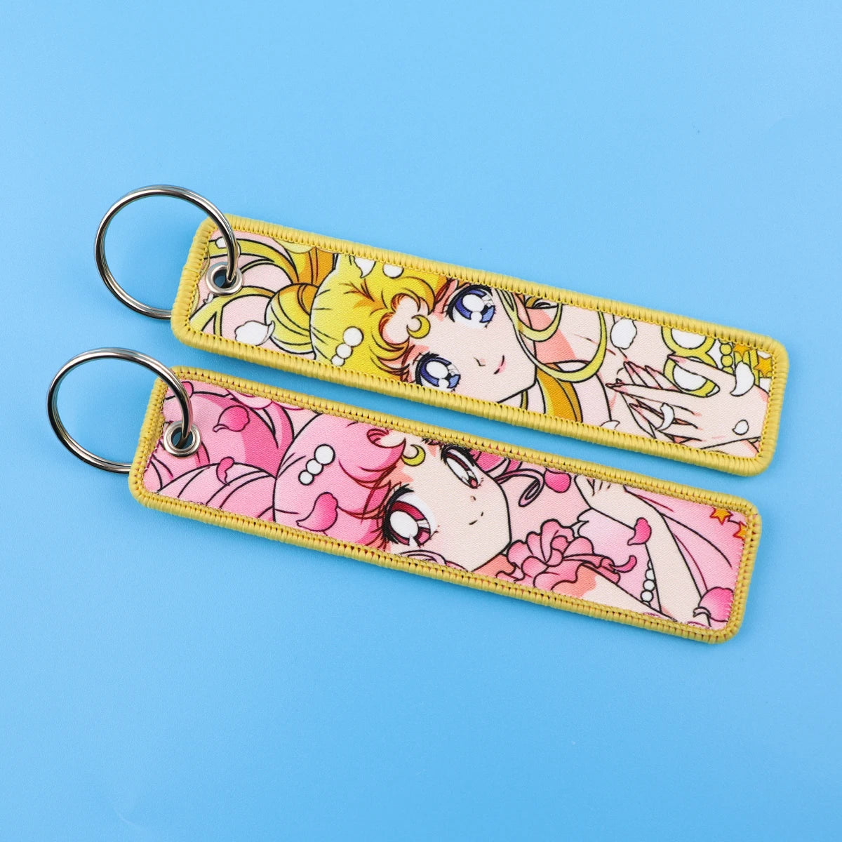 Embroidered Anime Cat Fabric Key Tag