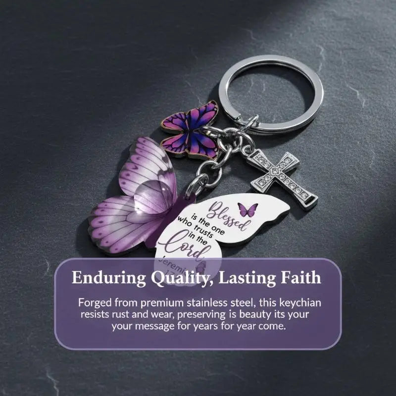 Butterfly Keychain with Inspirational Verse