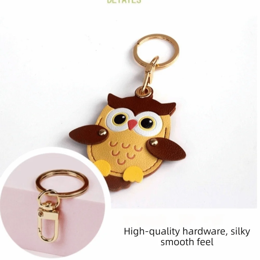 Owl-Shaped Keychain Charm with Gold-Tone Ring