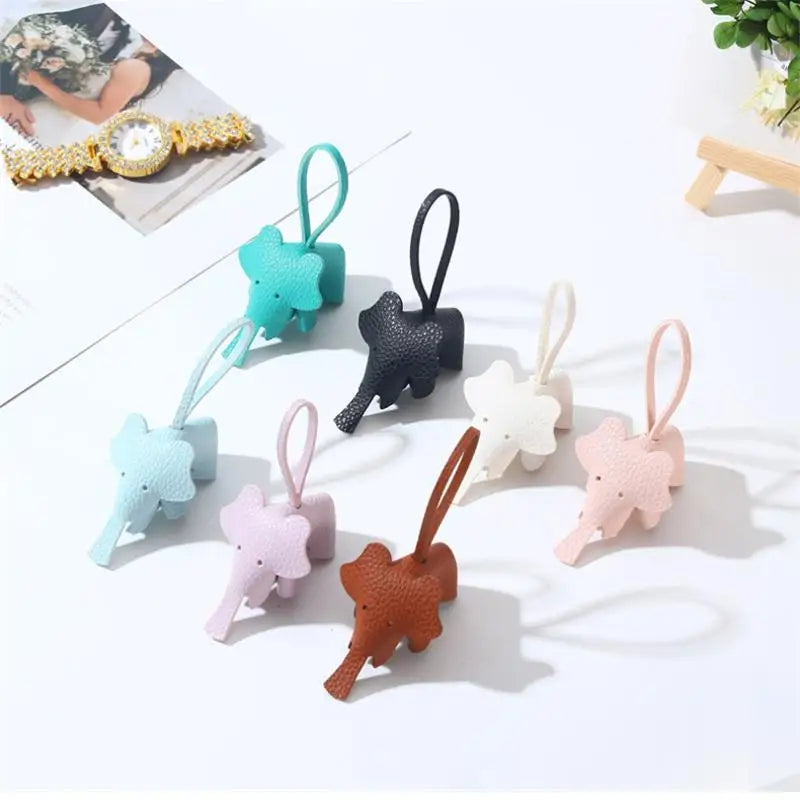 PU Leather Elephant Keychain Charm