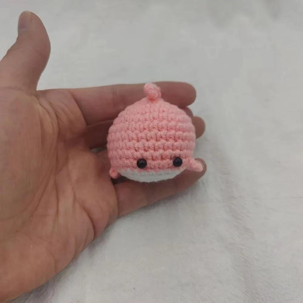 Crocheted Whale Bag Charm with Carabiner Clip