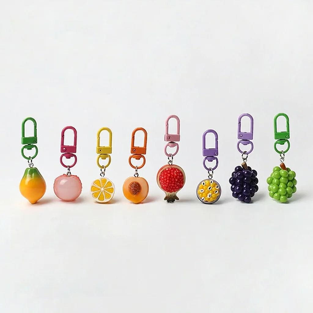 Realistic Fruit Charm Keychain with O-Ring Clasp