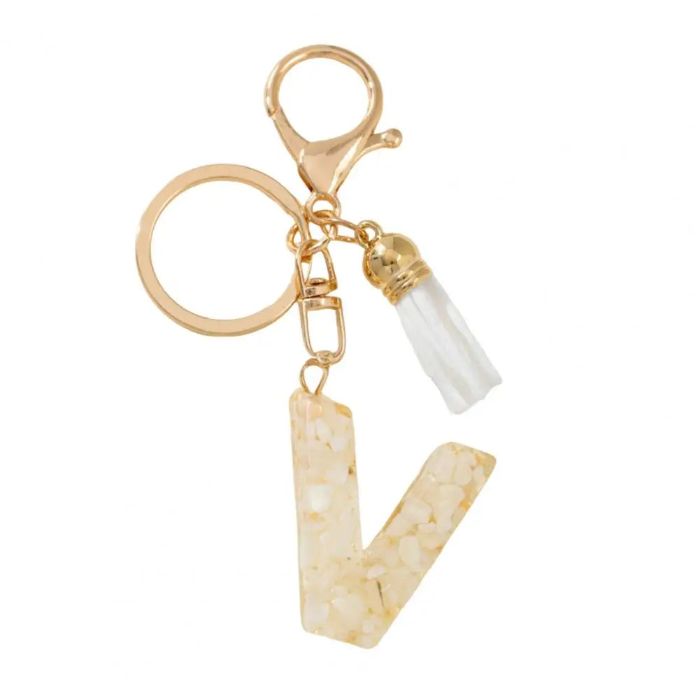 Resin Alphabet Letter Keychain with Tassel