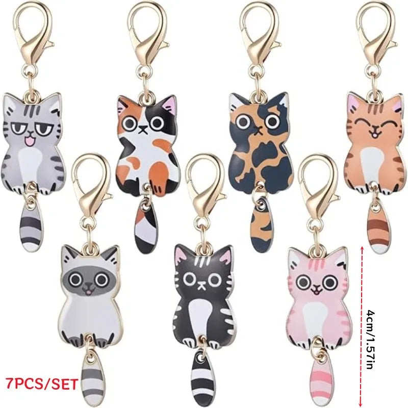 Cat Charm Keychain Set with Lobster Clasp