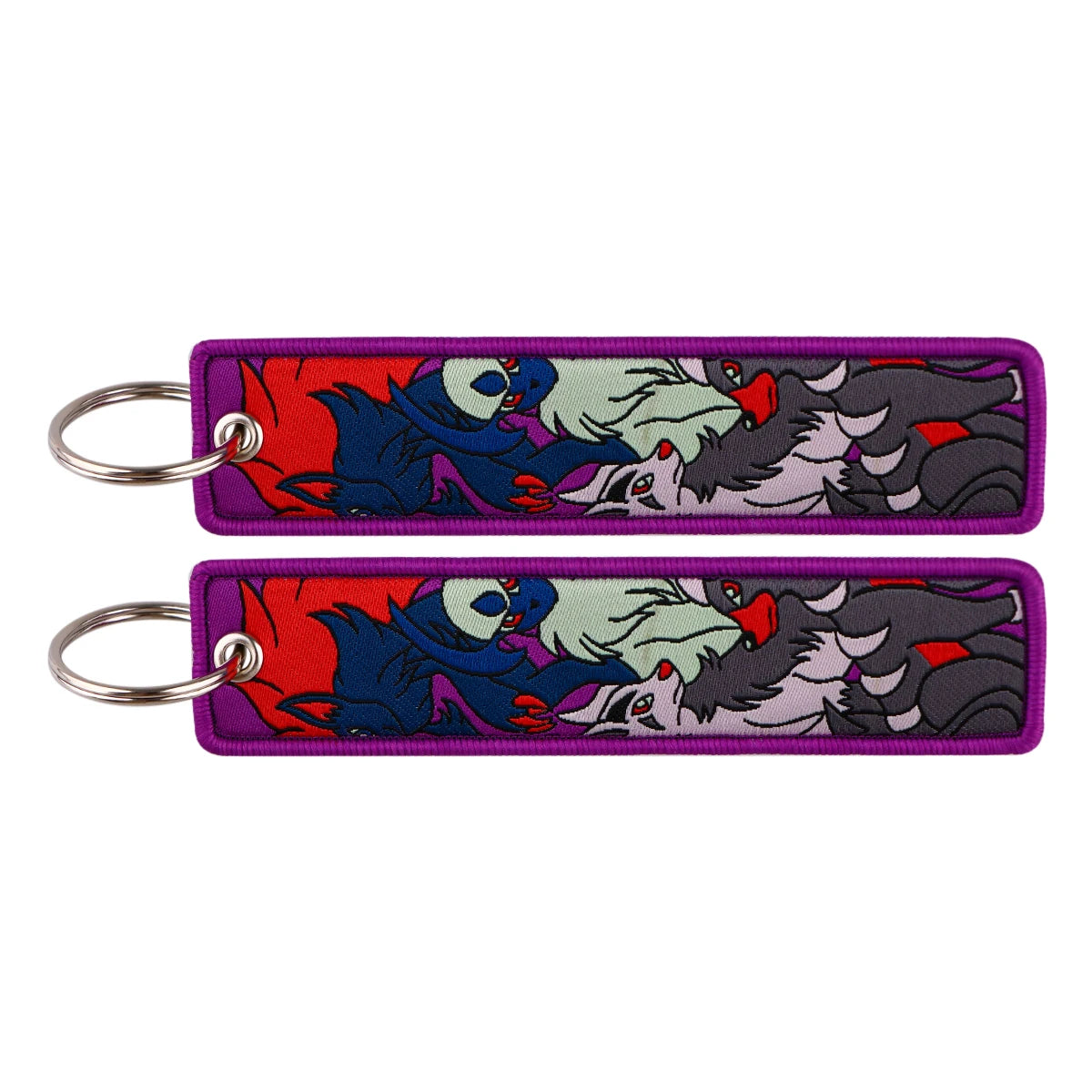 Double-Sided Embroidered Key Tag with Metal Hardware