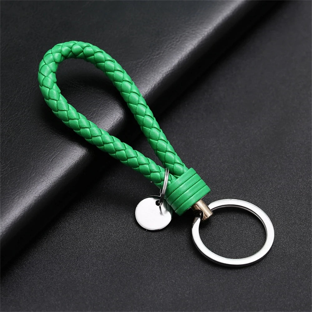 Braided PU Leather Keychain with O-Ring Buckle
