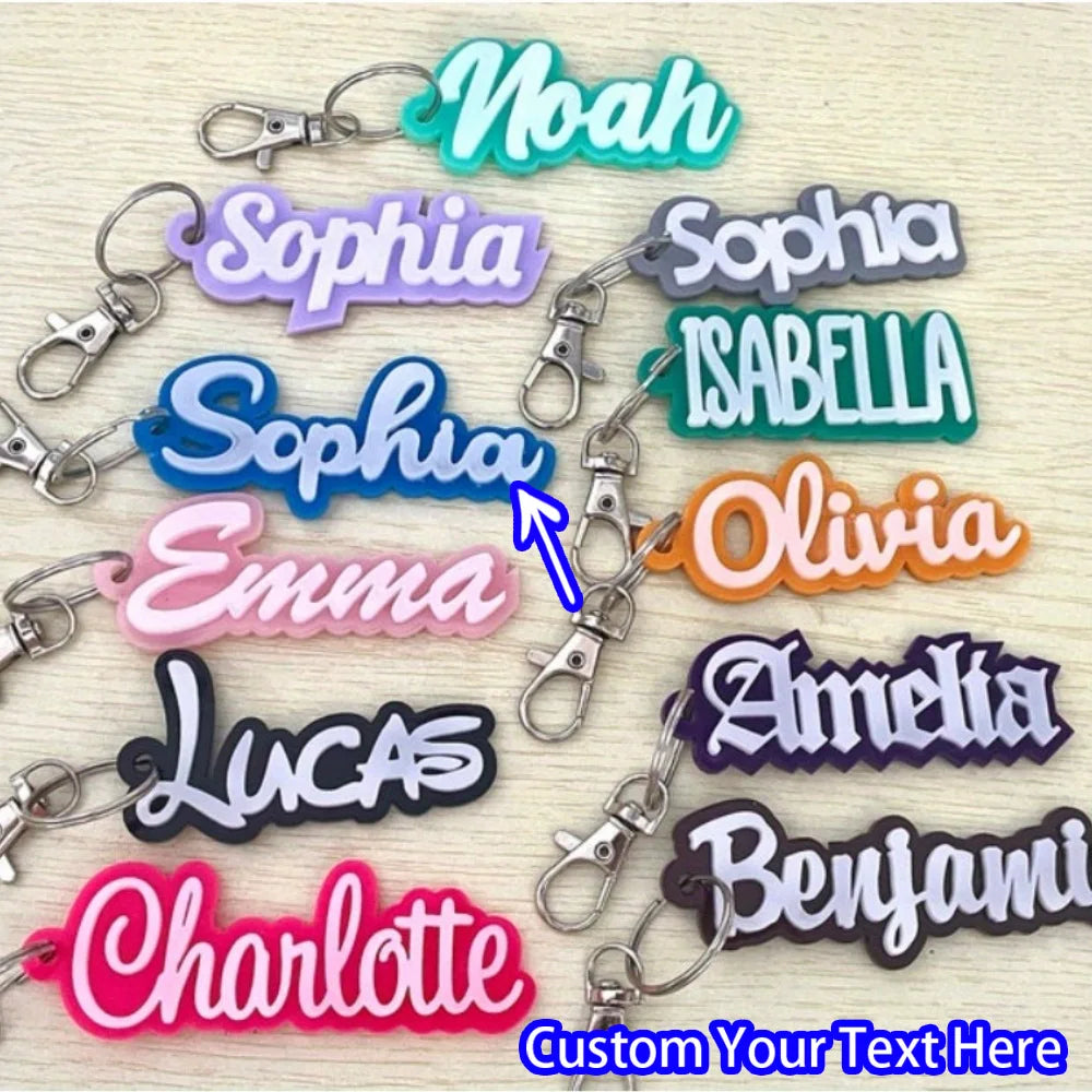 Custom Acrylic Name Keychain with Zinc Alloy Clasp