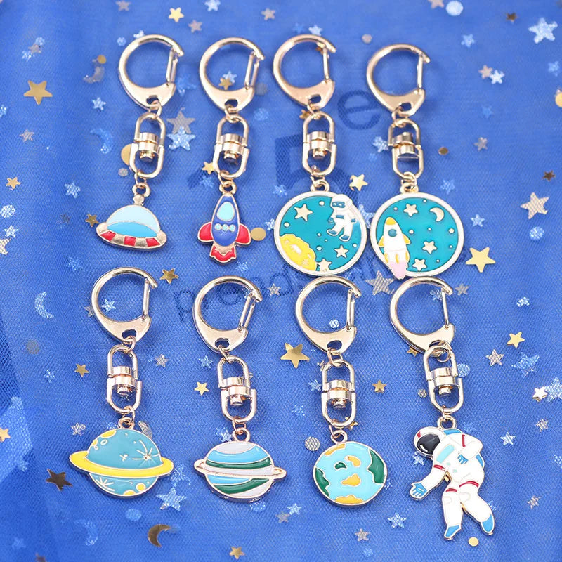 Celestial Space Charm Keychain with D-Shaped Clasp