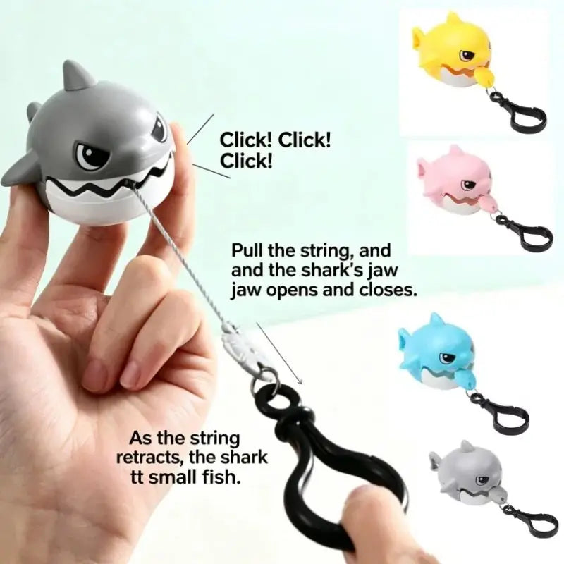 Cartoon Shark Pull-Line Keychain