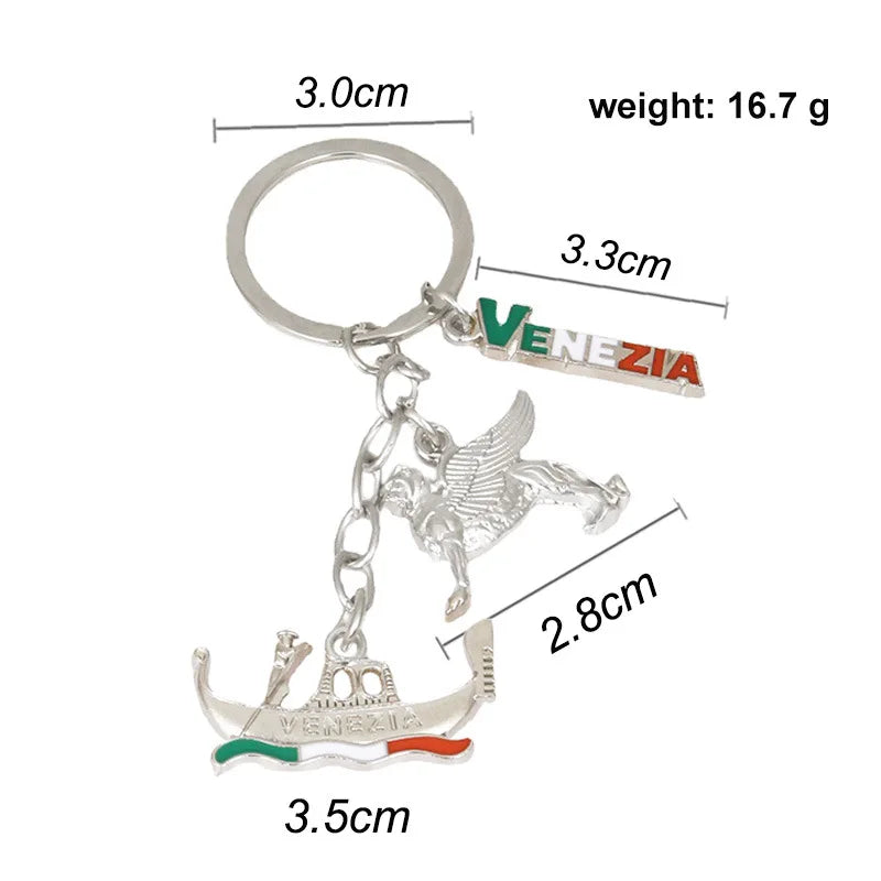 Enamel Flag Keychain Canada Germany Czech Venice UK London Building Alloy Drop Oil Pendant Travel Souvenir Car Bag Key Ring Gift