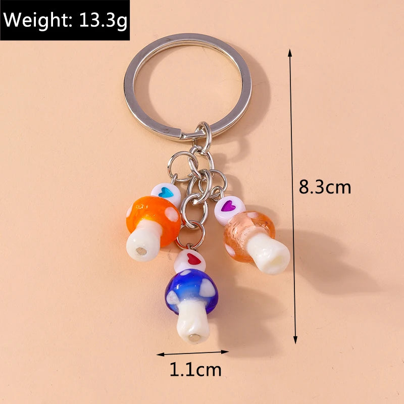 Mushroom Keychain in Silver-Plated Zinc Alloy