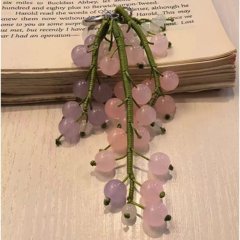 Beaded Grape Cluster Bag Charm