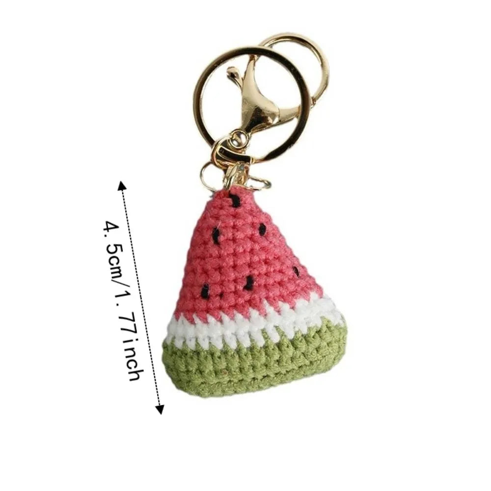 Knitted Watermelon Keychain with O-Ring Clasp