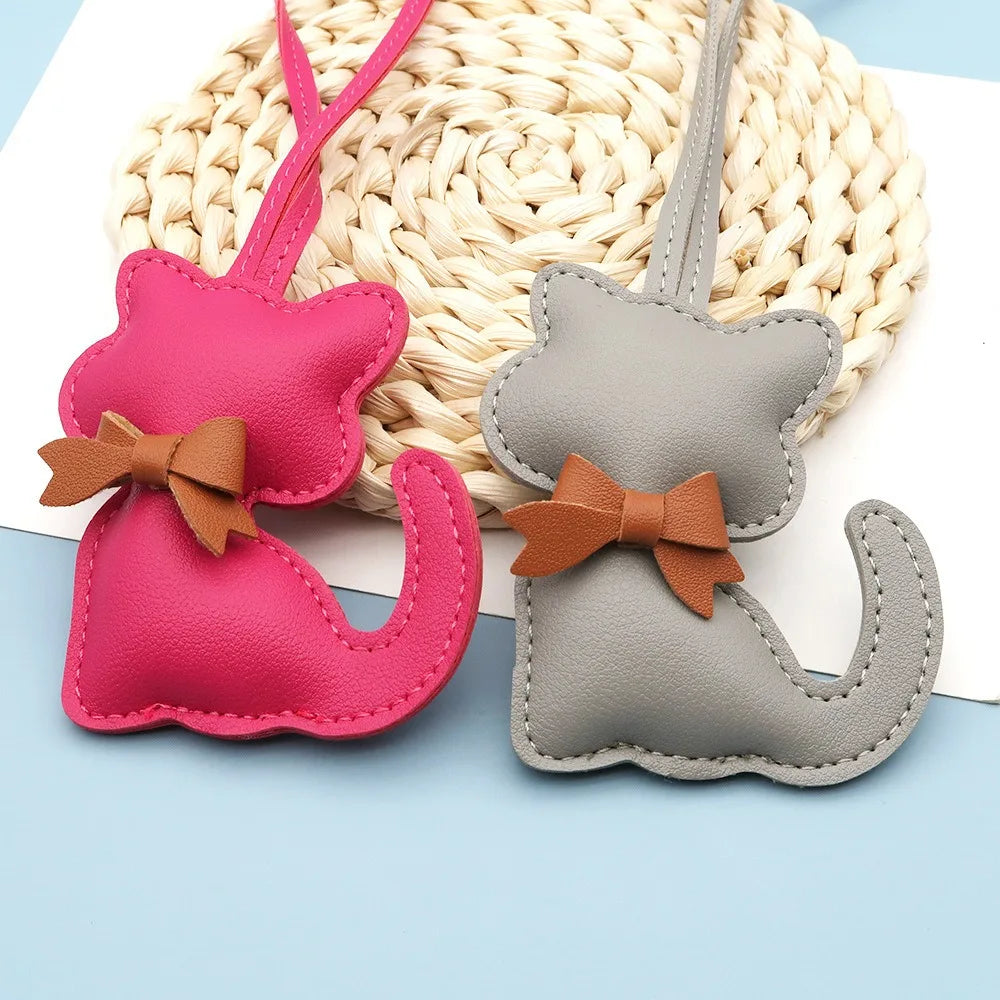 Cat-Shaped PU Leather Keychain