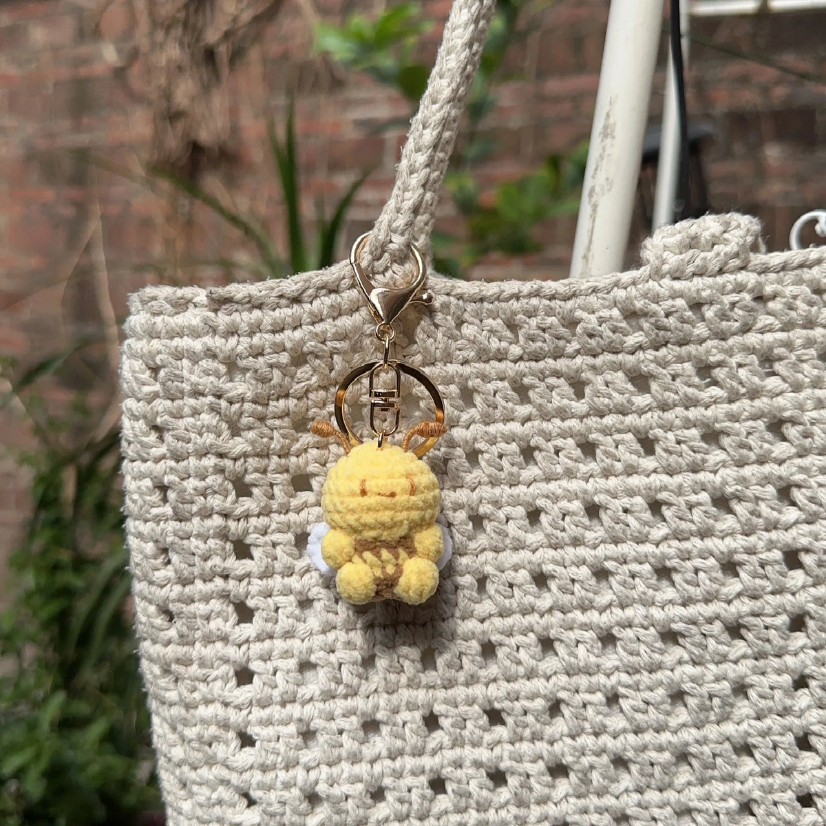 Hand-Crocheted Bee Charm and Keychain