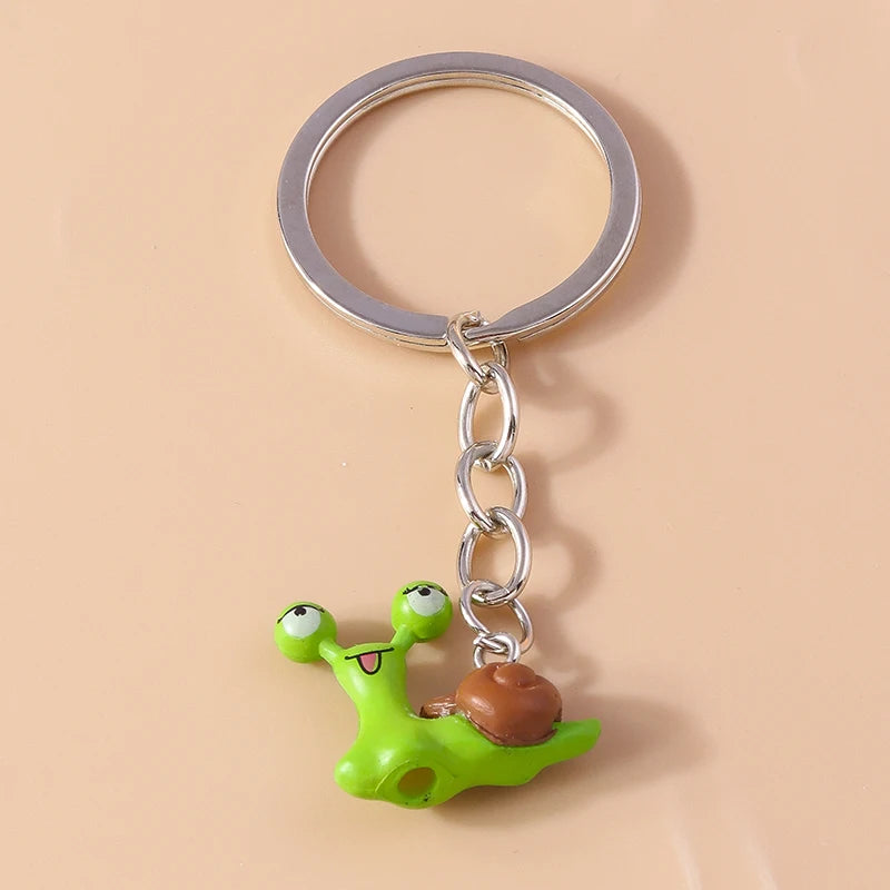 Silver-Plated Snail Charm Keychain