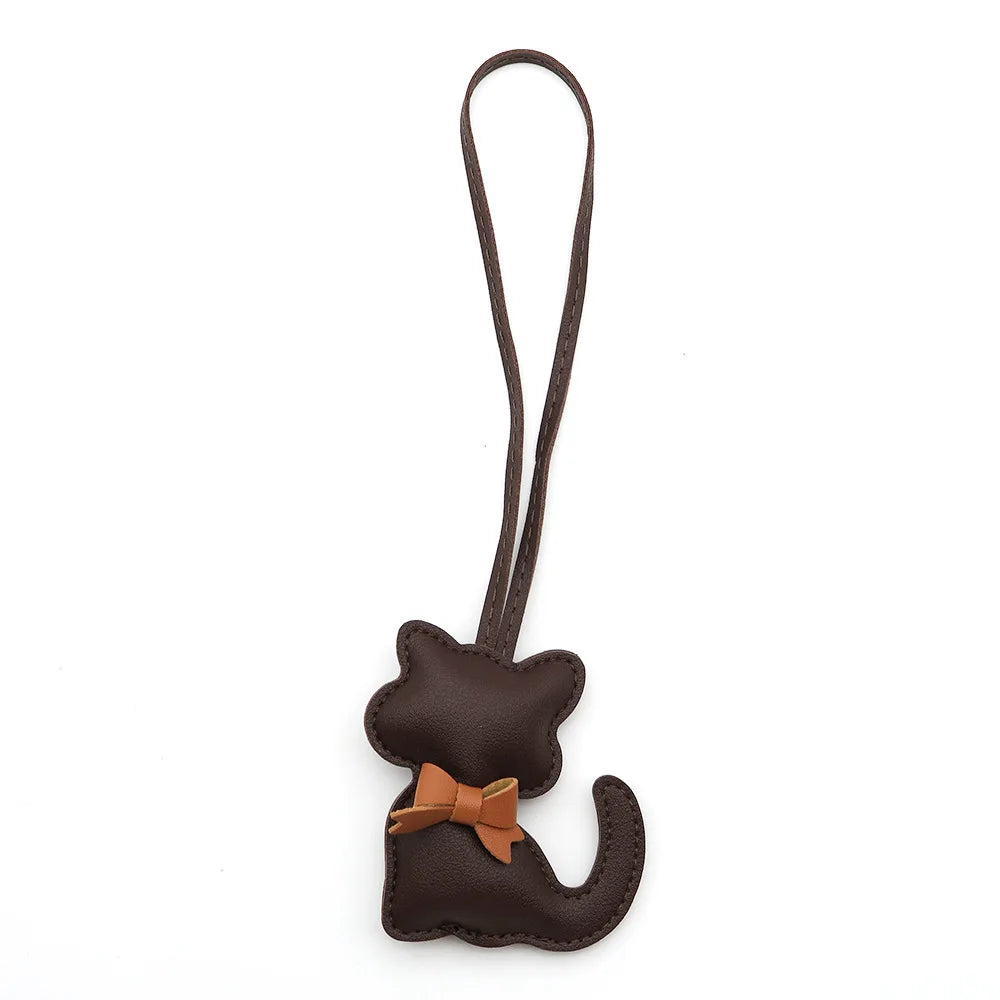 Cat-Shaped PU Leather Keychain
