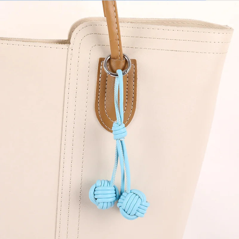 Hand-Woven Double Ball Charm Keychain