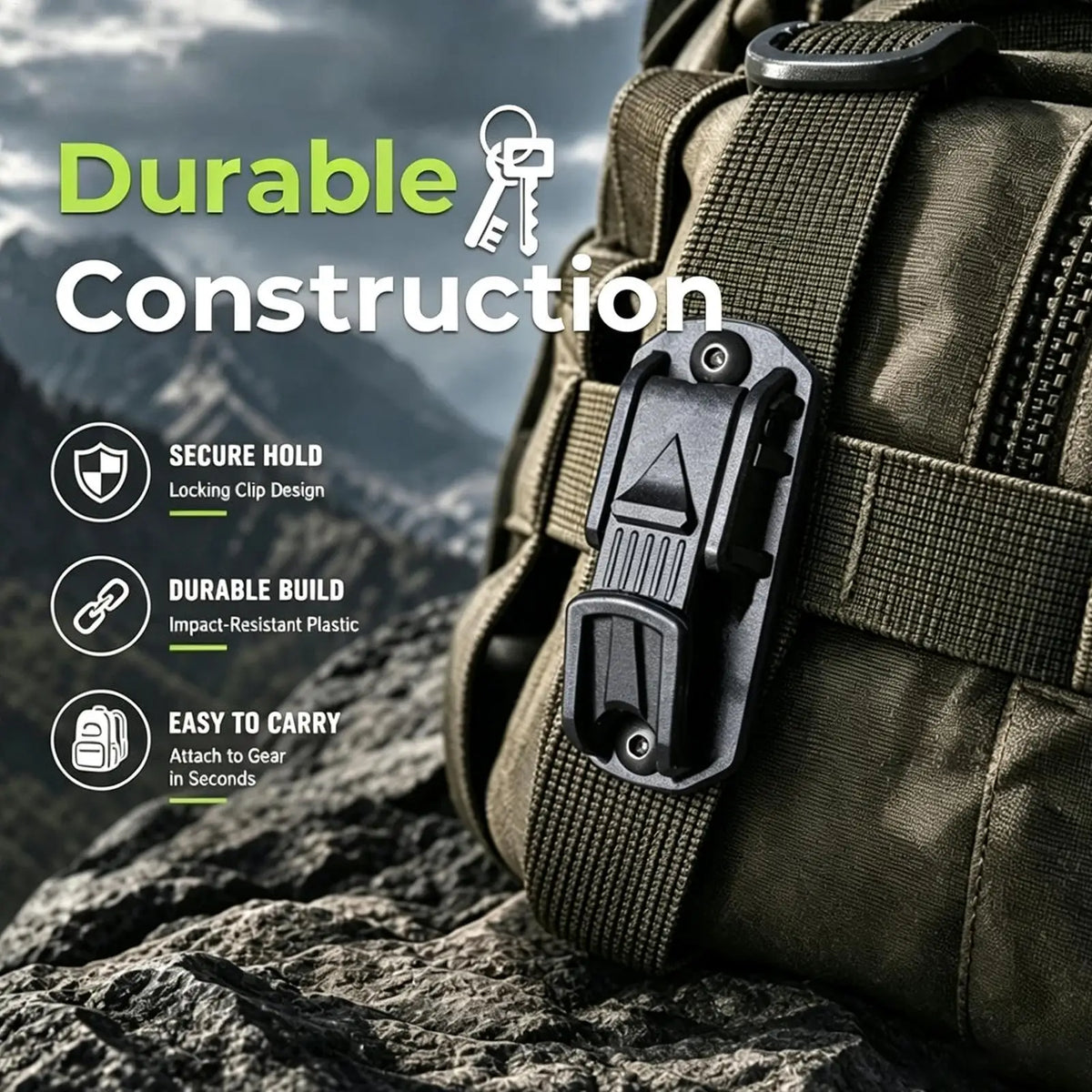 Belt Clip Keychain with Carabiner Hook