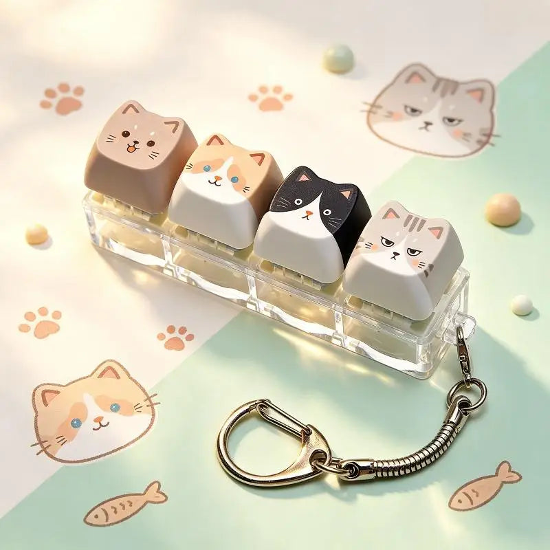 Cat 4-Key Keyboard Fidget Keychain