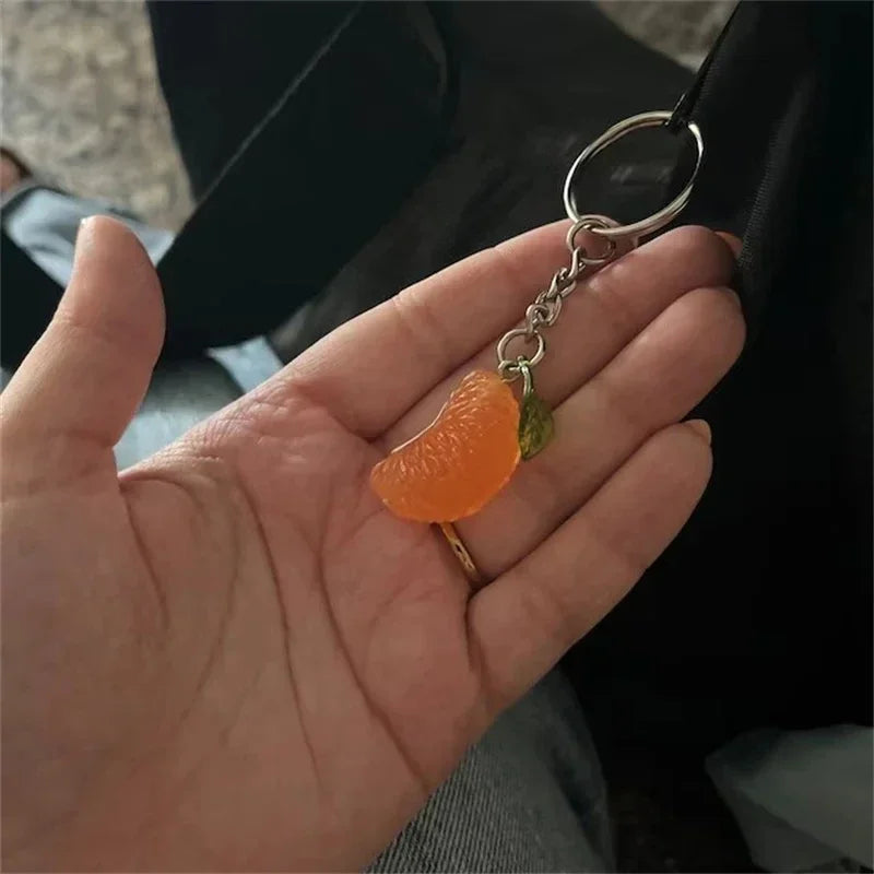 Realistic Tangerine Slice Resin Keychain