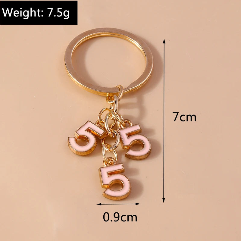 Cute Enamel Number 5 Keychain for Car Key Souvenir Gifts for Women Men Handbag Pendants Keyrings DIY Jewelry Accessories