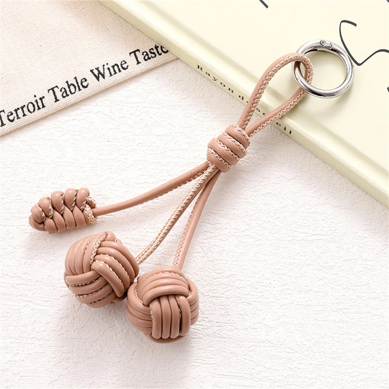 Hand-Woven Double Ball Charm Keychain