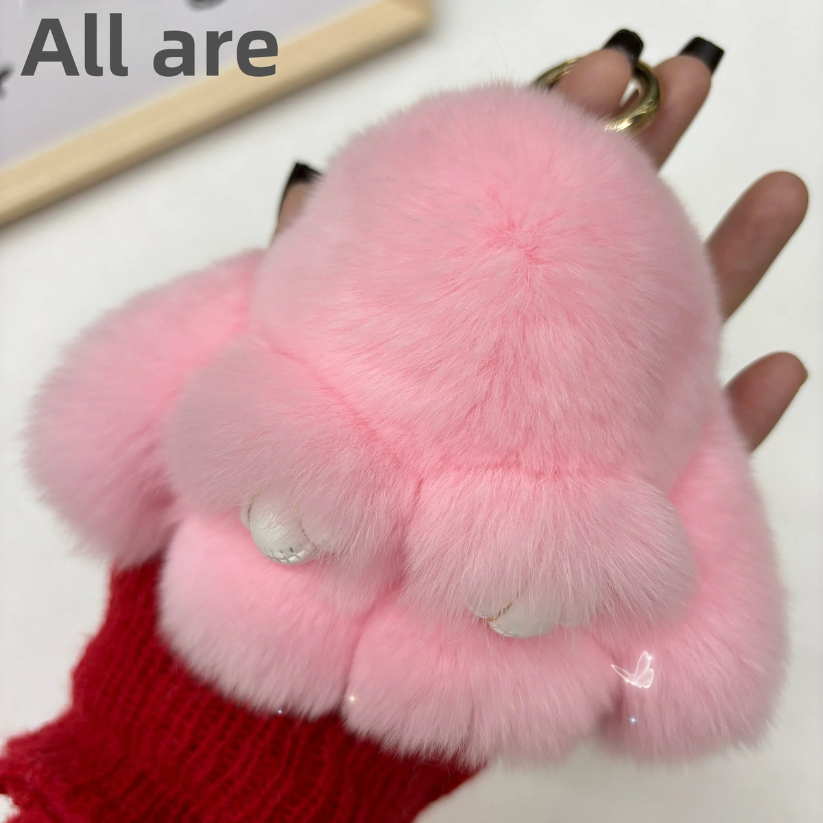 Plush Rabbit Bag Charm with Gold-Tone Ring Clasp