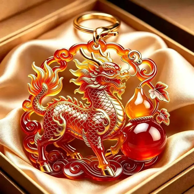 Enamel Blessing Keychain Luxury High End Metal Pendant Premium Bag Charm for Office Lady Bag Decoration