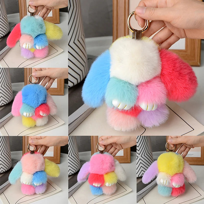 Plush Bunny Bag Charm with Gold-Tone Spring Ring